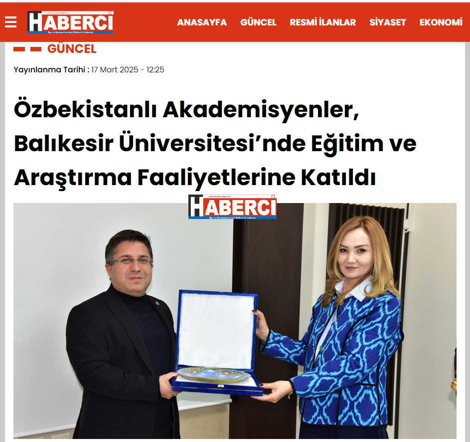 Özbekistanlı Akademisyenler, Balıkesir Üniversitesi’nde Eğitim ve Araştırma Faaliyetlerine Katıldı