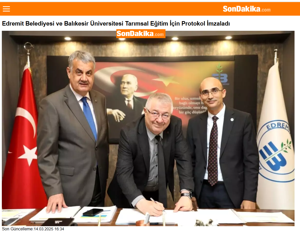 Edremit Belediyesi ve Balıkesir Üniversitesi Tarımsal Eğitim İçin Protokol İmzaladı
