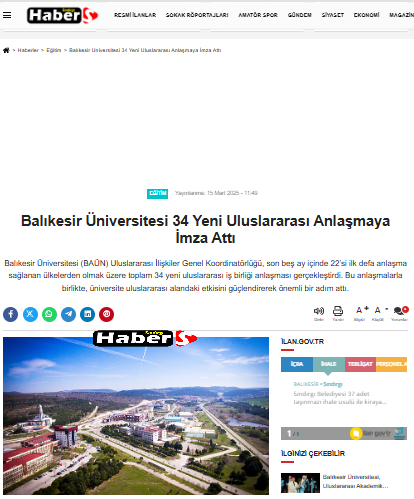 Balıkesir Üniversitesi 34 Yeni Uluslararası Anlaşmaya İmza Attı