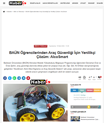 BAÜN Öğrencilerinden Araç Güvenliği İçin Yenilikçi Çözüm: AlcoSmart