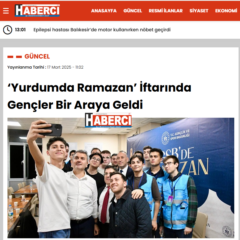 ‘Yurdumda Ramazan’ İftarında Gençler Bir Araya Geldi.