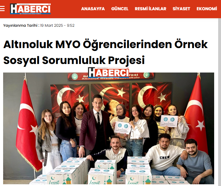 Altınoluk MYO Öğrencilerinden Örnek Sosyal Sorumluluk Projesi.