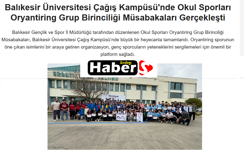 Balıkesir Üniversitesi Çağış Kampüsü'nde Okul Sporları Oryantiring Grup Birinciliği Müsabakaları Gerçekleşti.