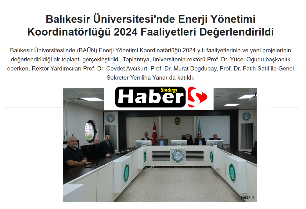 Balıkesir Üniversitesi'nde Enerji Yönetimi Koordinatörlüğü 2024 Faaliyetleri Değerlendirildi