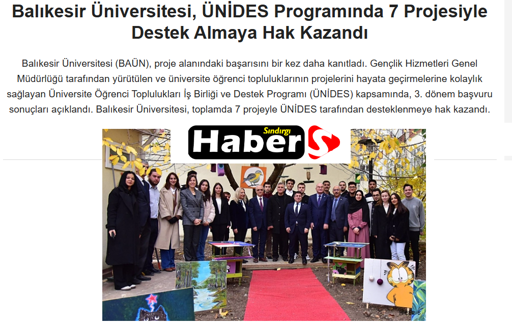 Balıkesir Üniversitesi, ÜNİDES Programında 7 Projesiyle Destek Almaya Hak Kazandı