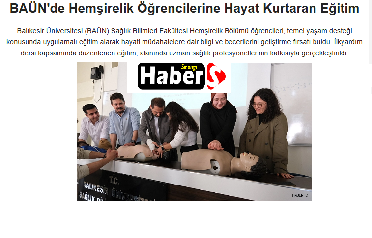 BAÜN'de Hemşirelik Öğrencilerine Hayat Kurtaran Eğitim.