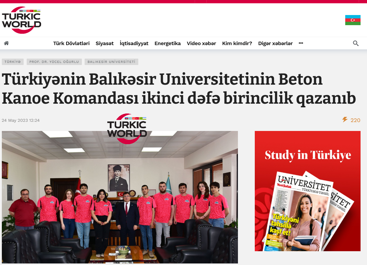 Turkıyanın Balıkesir Üniversitesinin Beton Kanoe Komandası ikinci defa birincilik qazanıp