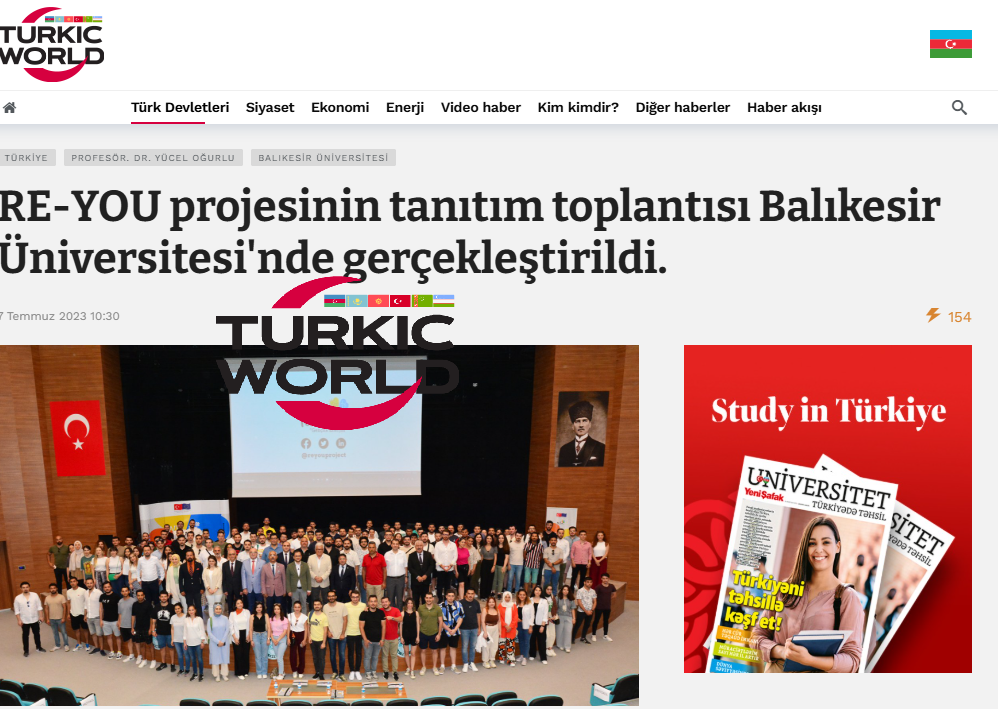 RE-YOU projesinin tanıtım toplantısı Balıkesir Üniversitesi'nde gerçekleştirildi.