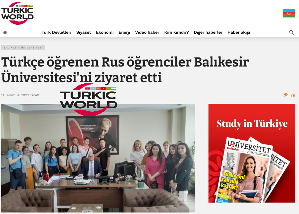 Türkçe Öğrenen Rus Öğrenciler Balıkesir Üniversitesi'ni Ziyaret etti 