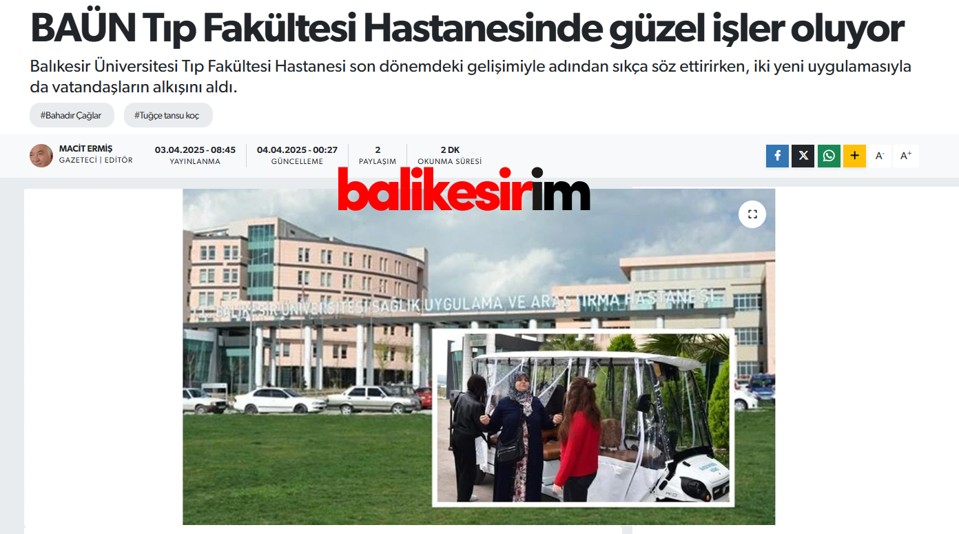 BAÜN Tıp Fakültesi Hastanesinde güzel işler oluyor.