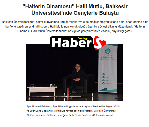 "Halterin Dinamosu" Halil Mutlu, Balıkesir Üniversitesi'nde Gençlerle Buluştu.