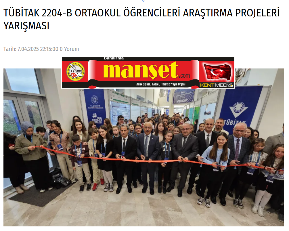 TÜBİTAK 2204-B ORTAOKUL ÖĞRENCİLERİ ARAŞTIRMA PROJELERİ YARIŞMASI