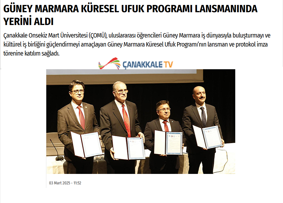 GÜNEY MARMARA KÜRESEL UFUK PROGRAMI LANSMANINDA YERİNİ ALDI.