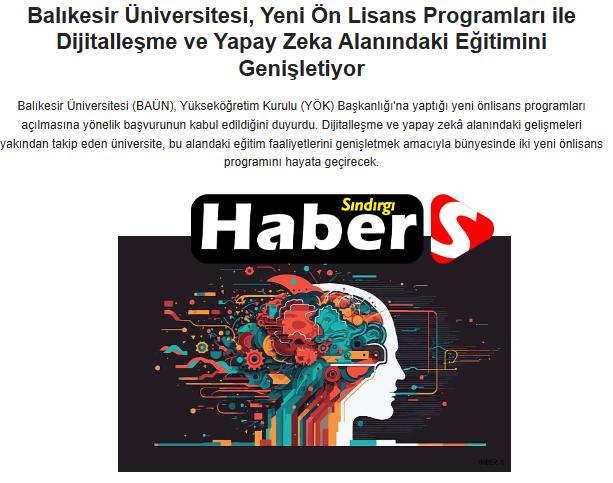 Balıkesir Üniversitesi, Yeni Ön Lisans Programları ile Dijitalleşme ve Yapay Zeka Alanındaki Eğitimini Genişletiyor.