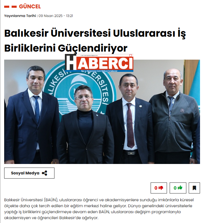 Balıkesir Üniversitesi Uluslararası İş Birliklerini Güçlendiriyor. 1