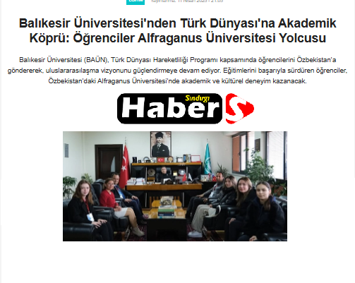 Balıkesir Üniversitesi'nden Türk Dünyası'na Akademik Köprü: Öğrenciler Alfraganus Üniversitesi Yolcusu.