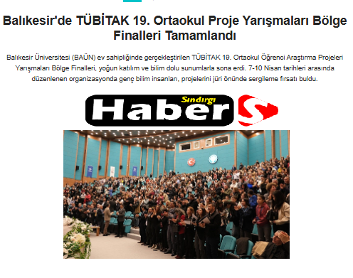 Balıkesir'de TÜBİTAK 19. Ortaokul Proje Yarışmaları Bölge Finalleri Tamamlandı. 1