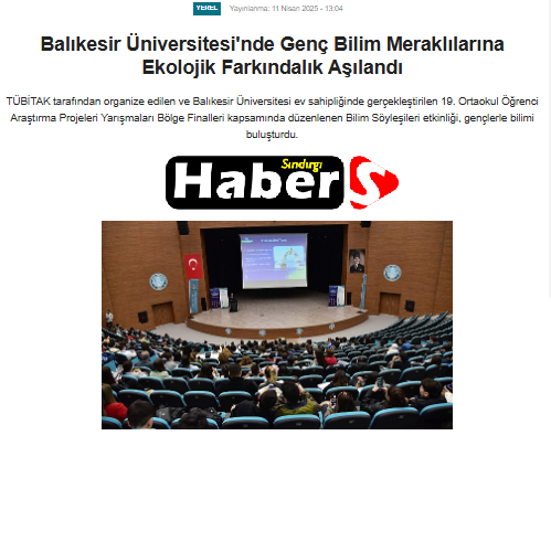Balıkesir Üniversitesi'nde Genç Bilim Meraklılarına Ekolojik Farkındalık Aşılandı