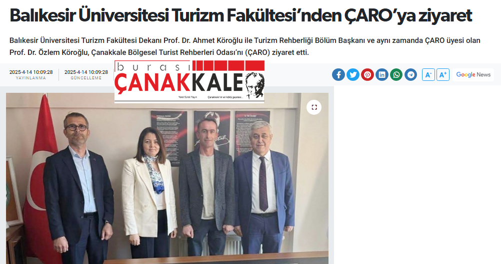 Balıkesir Üniversitesi Turizm Fakültesi’nden ÇARO’ya ziyaret.