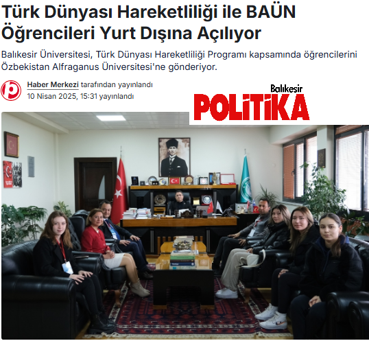 Türk Dünyası Hareketliliği ile BAÜN Öğrencileri Yurt Dışına Açılıyor.