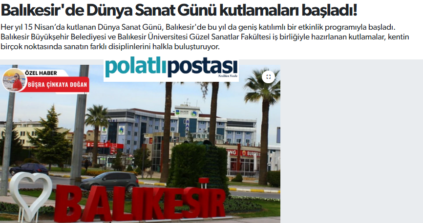 Balıkesir'de Dünya Sanat Günü kutlamaları başladı! 1