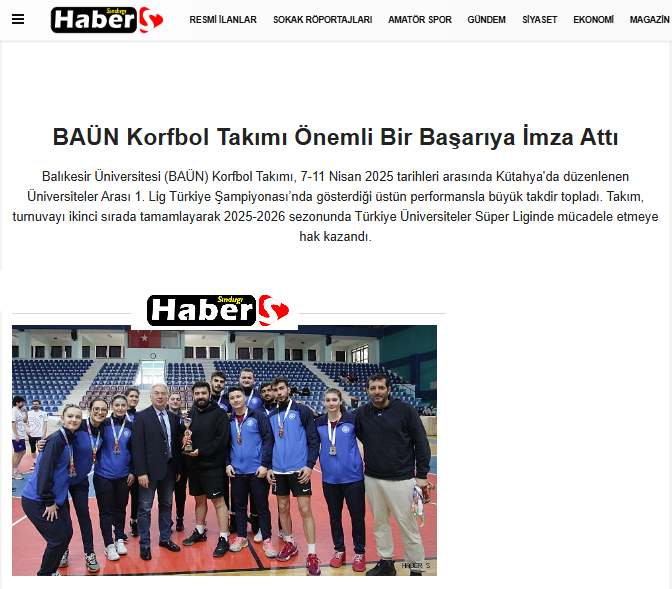 BAÜN Korfbol Takımı Önemli Bir Başarıya İmza Attı