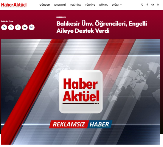 Balıkesir Ünv. Öğrencileri, Engelli Aileye Destek Verdi