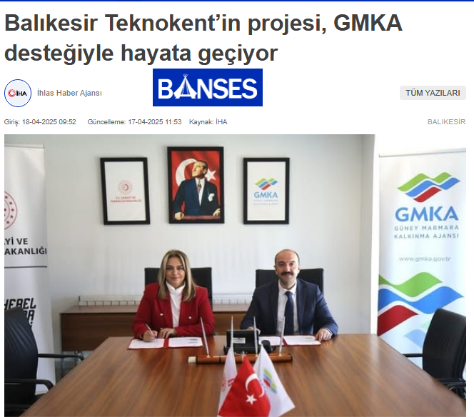 Balıkesir Teknokent'in projesi, GMKA desteğiyle harekete geçiyor. 1