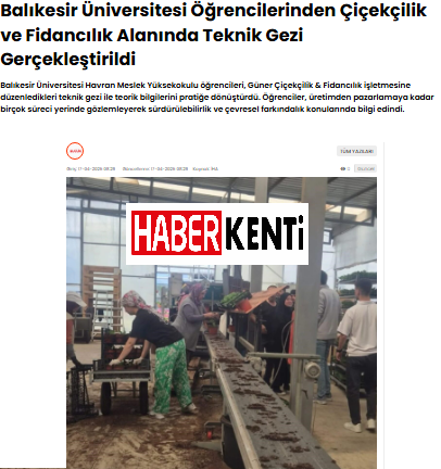 Balıkesir Üniversitesi Öğrencilerinden Çiçekçilik ve Fidancılık Alanında Teknik Gezi Gerçekleştirildi.