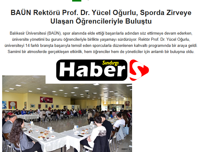 BAÜN Rektörü Prof. Dr. Yücel Oğurlu, Sporda Zirveye Ulaşan Öğrencileriyle Buluştu.