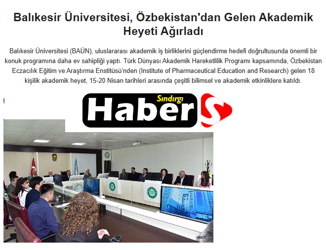 Balıkesir Üniversitesi, Özbekistan'dan Gelen Akademik Heyeti Ağırladı.