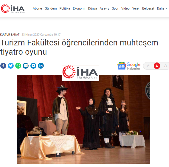 Turizm Fakültesi öğrencilerinden muhteşem tiyatro oyunu