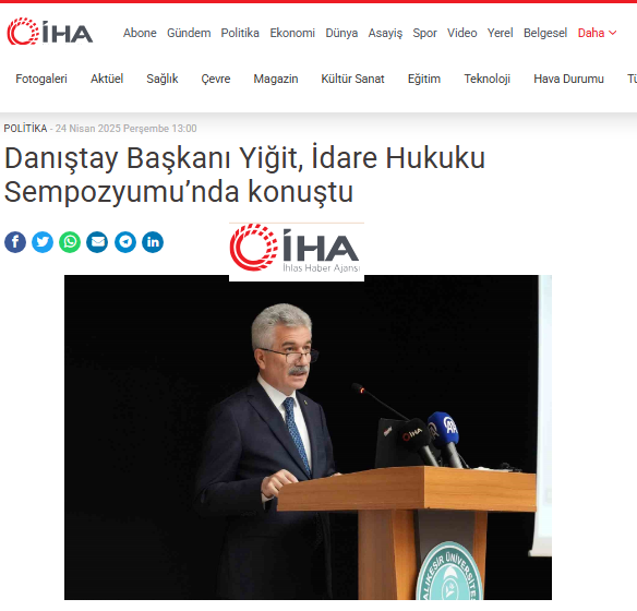 Danıştay Başkanı Yiğit, İdare Hukuku Sempozyumu’nda konuştu