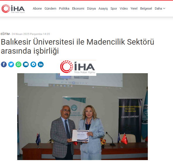Balıkesir Üniversitesi ile Madencilik Sektörü arasında işbirliği