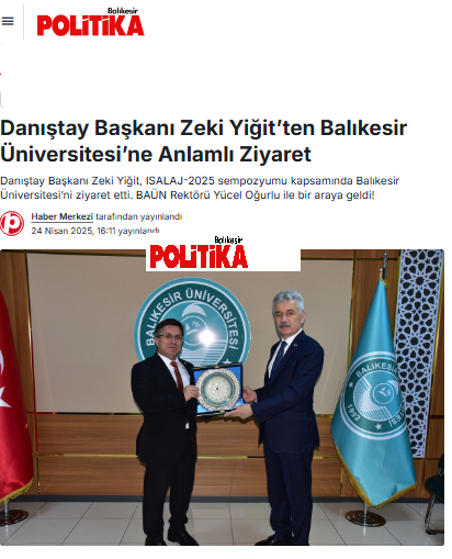 Danıştay Başkanı Zeki Yiğit’ten Balıkesir Üniversitesi’ne Anlamlı Ziyaret