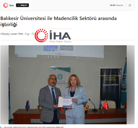 Balıkesir Üniversitesi ile Madencilik Sektörü arasında işbirliği.