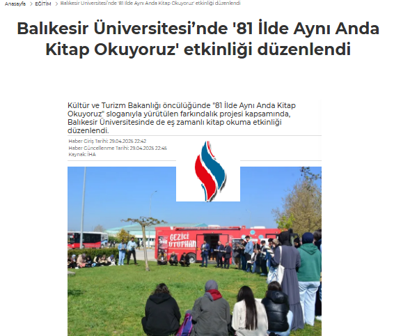 Balıkesir Üniversitesi’nde '81 İlde Aynı Anda Kitap Okuyoruz' etkinliği düzenlendi.