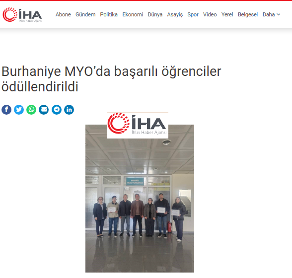 Burhaniye MYO’da başarılı öğrenciler ödüllendirildi