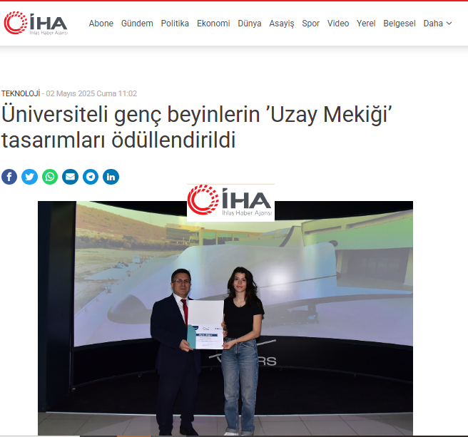 Üniversiteli genç beyinlerin ’Uzay Mekiği’ tasarımları ödüllendirildi