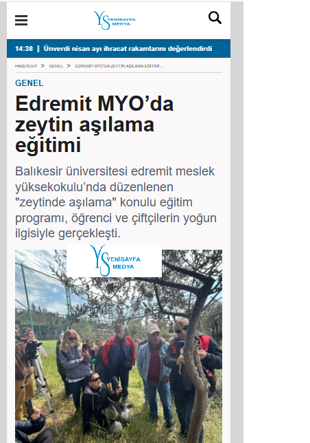 Edremit MYO’da zeytin aşılama eğitimi