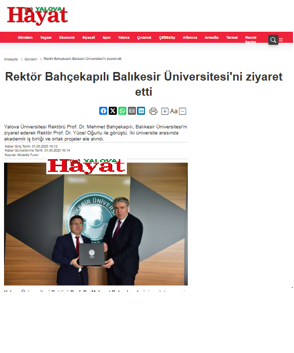 Rektör Bahçekapılı Balıkesir Üniversitesi'ni ziyaret etti