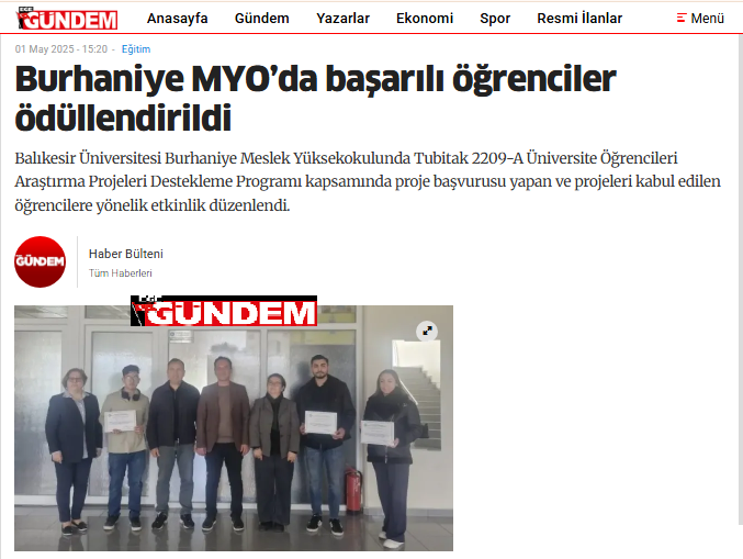 Burhaniye MYO’da başarılı öğrenciler ödüllendirildi