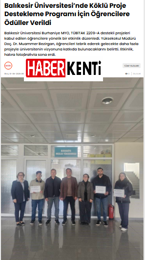 Balıkesir Üniversitesi’nde Köklü Proje Destekleme Programı İçin Öğrencilere Ödüller Verildi.