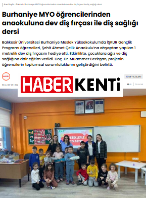 Burhaniye MYO öğrencilerinden anaokuluna dev diş fırçası ile diş sağlığı dersi. 1