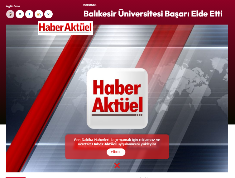 Balıkesir Üniversitesi Başarı Elde Etti.