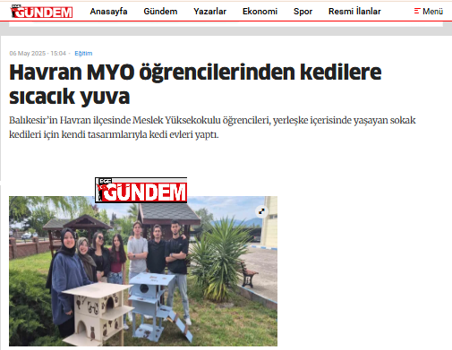 Havran MYO öğrencilerinden kedilere sıcacık yuva