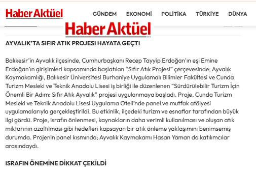 AYVALIK’TA SIFIR ATIK PROJESİ HAYATA GEÇTİ