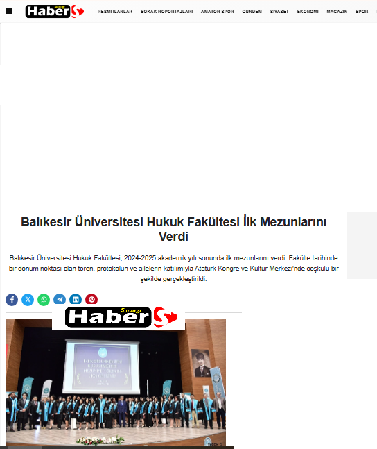 Balıkesir Üniversitesi Hukuk Fakültesi İlk Mezunlarını Verdi