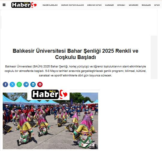 Balıkesir Üniversitesi Bahar Şenliği 2025 Renkli ve Coşkulu Başladı