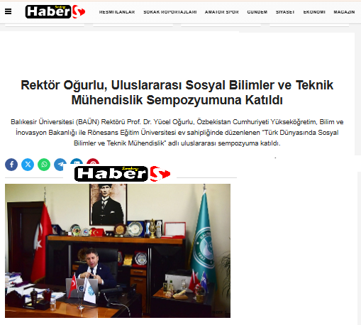 Rektör Oğurlu, Uluslararası Sosyal Bilimler ve Teknik Mühendislik Sempozyumuna Katıldı
